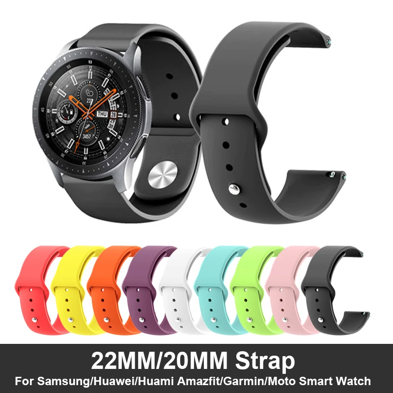 22 мм 20 спортивный силиконовый ремешок для samsung Galaxy Watch S3 gear S2 браслет Amazfit Bip huawei Garmin