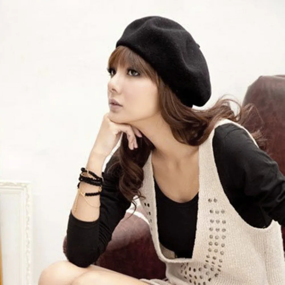 

Winter Hats For Women Flat Cap Knit Cashmere Women's Hats Lady Simple Berets Cap Female Bone Tocas Painter Boina