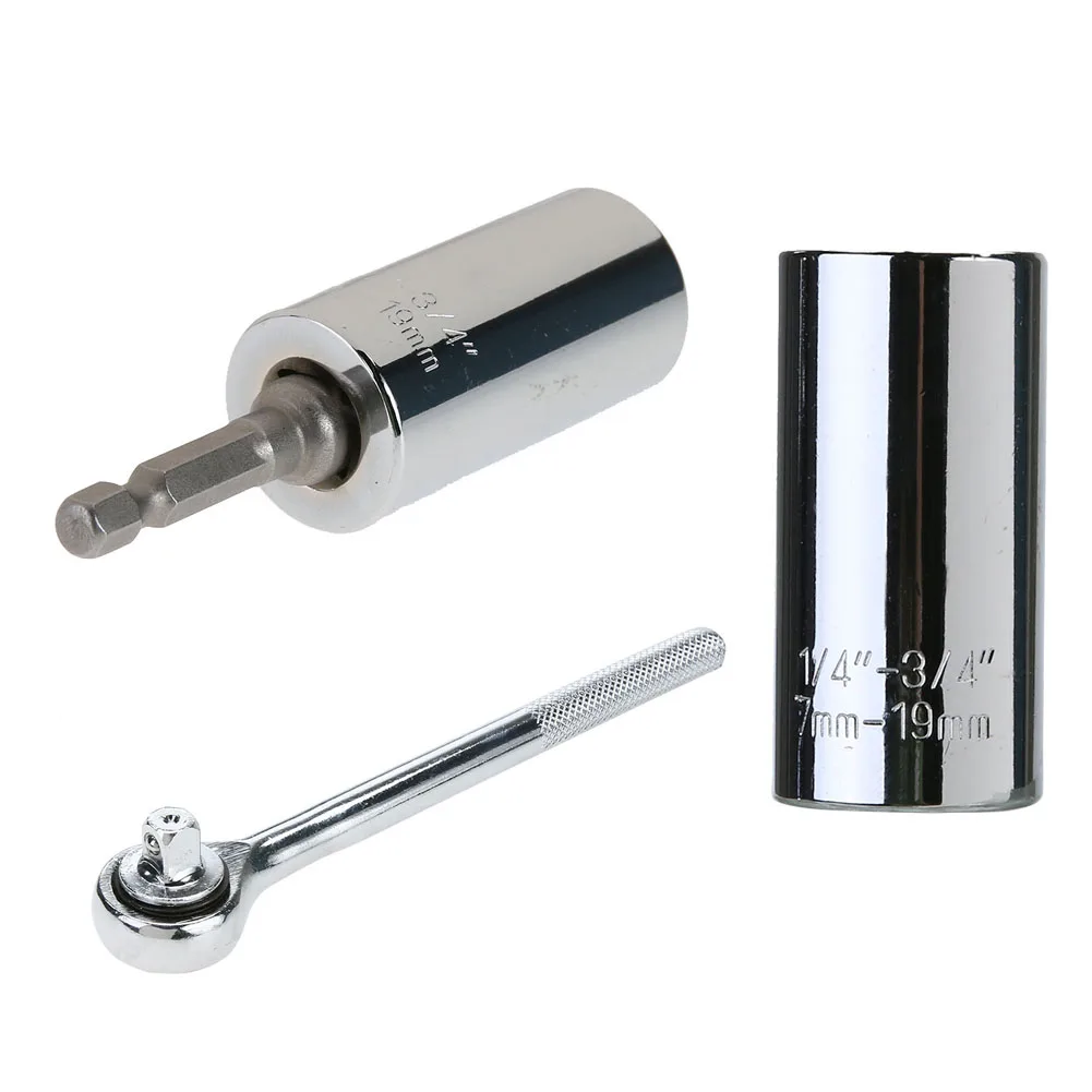 

7-19mm 1pc/ 2pcs/ 3pcs Universal Socket Set Multi Function Ratchet Power Drill Adapter Car Tool Hand Tool Set Repair Wrench Kit