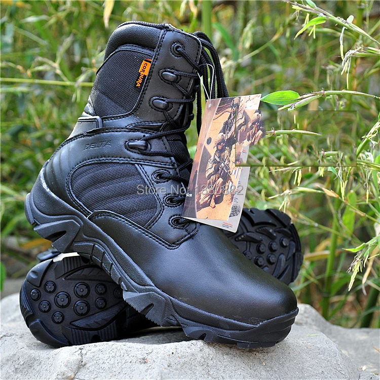 New Tactical Desert Black Boot Leather Police Shoes with Zipper Mens