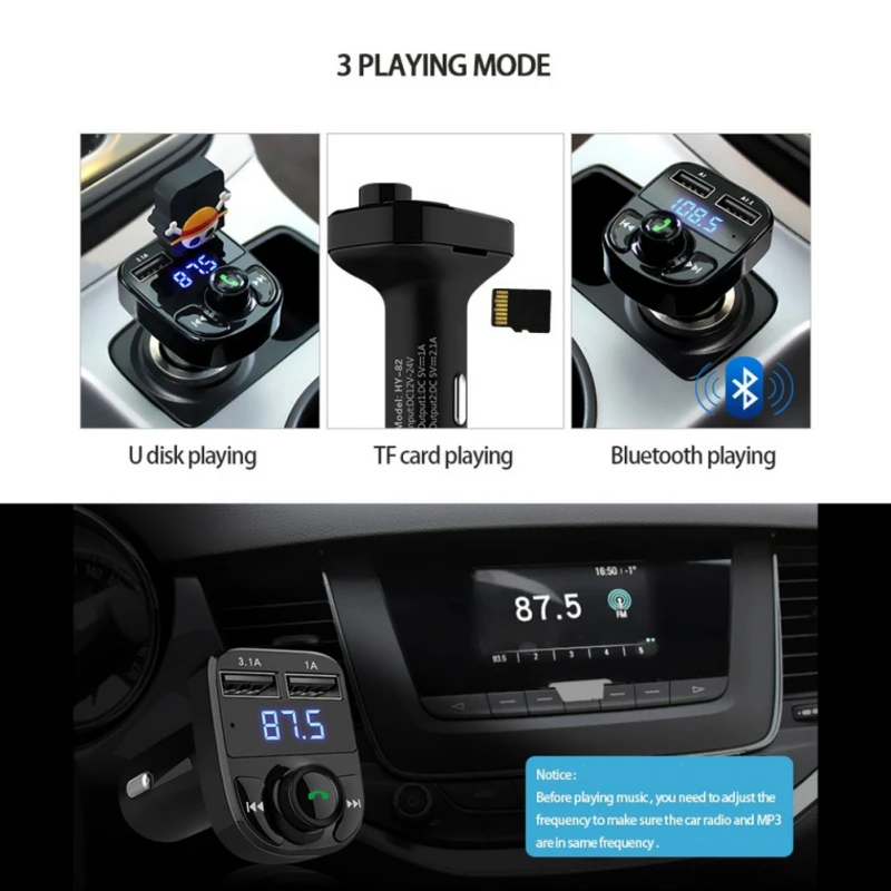 HY-82 Автомобильный MP3-плеер Беспроводной Hands-free автомобильный комплект для телефонов Bluetooth FM USB передатчик зарядки Поддержка TF карты mp3 A2DP
