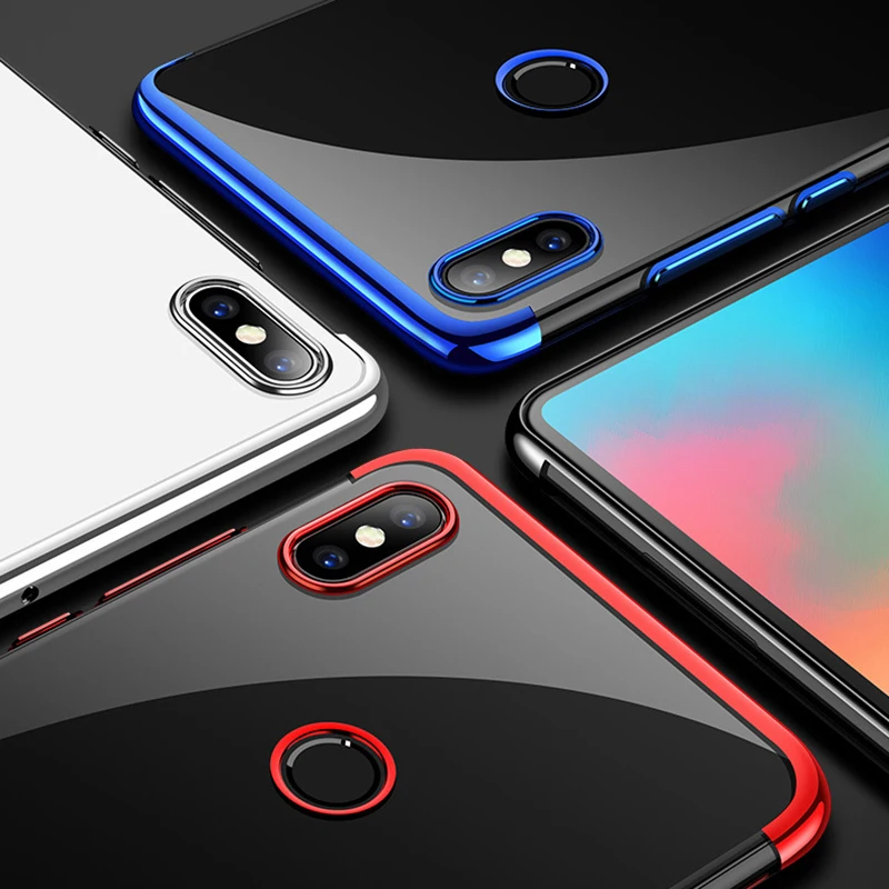 

For Redmi A2 Lite Fashion Plating Slim Case For Redmi 6 6A Note 6 Pro Note 7 Transparent Soft TPU Rose Gold Blue Black Cover