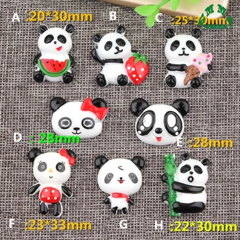 

Resin Cabochon Scrapbook Panda Cartoon Animal 10 pcs Flat Back Fit Phone Embellishment DIY Home Wedding Decors