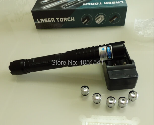 

Super Powerful! 600000mw/600w 445nm - 450nm blue laser pointers burning match/balloon/dry wood/burn cigarettes+charger+gift box