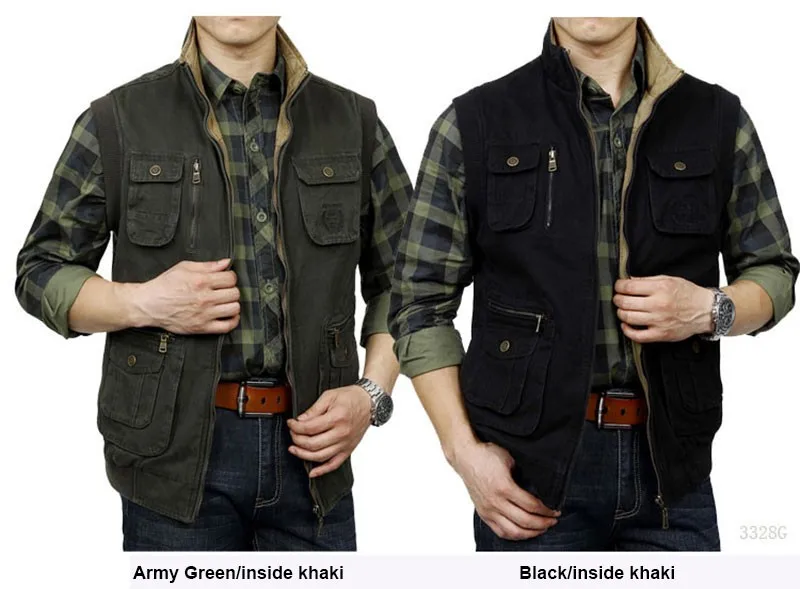 M~3XL 2015 Autumn Spring Reversible Casual Men Vest Coat AFS JEEP Cotton Pocket Cargo Outdoor Sleeveless Jackets Waistcoat Vests (2)