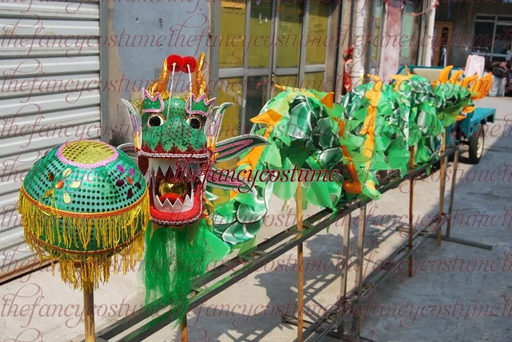 

5.5M children size LED lights CHINESE DRAGON DANCE silk Folk Festival Celebration Costume 4 children to play party costume stage