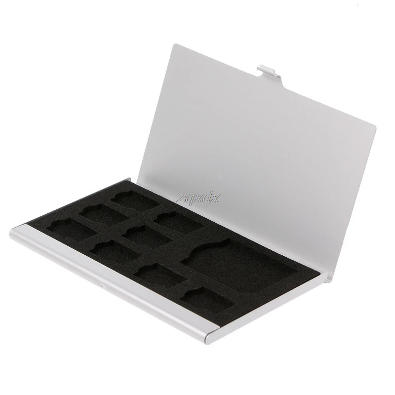 Портативный монолитный алюминиевый 1SD+ 8TF Micro SD карты Pin коробка для хранения Чехол-держатель для карт памяти чехол для хранения s черный