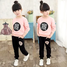 Hot Sales 2016 spring and autumn girls sports sets fashion pullover sweatshirts + pants casual baby girl set