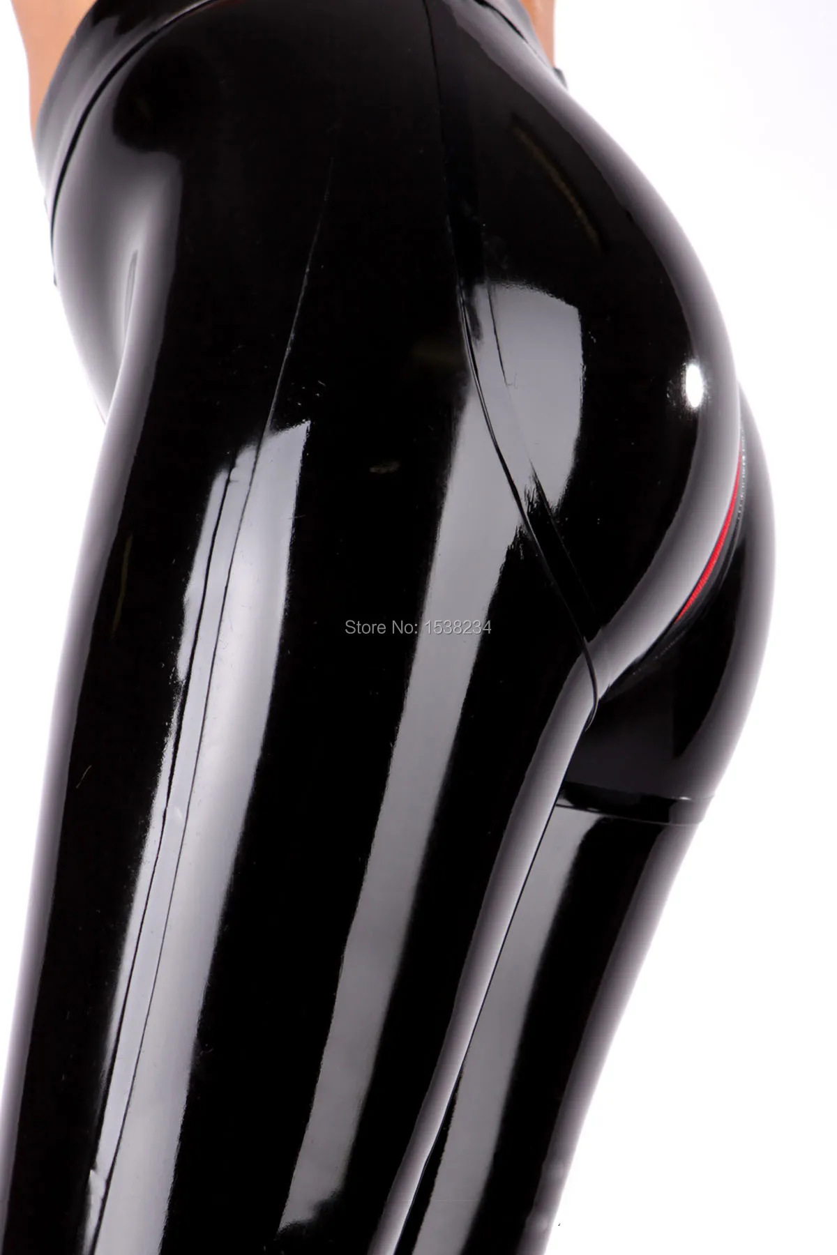 Latex Leggings 3D Hips Cut Crotch Zip Latex Women Skinny TROUSERS