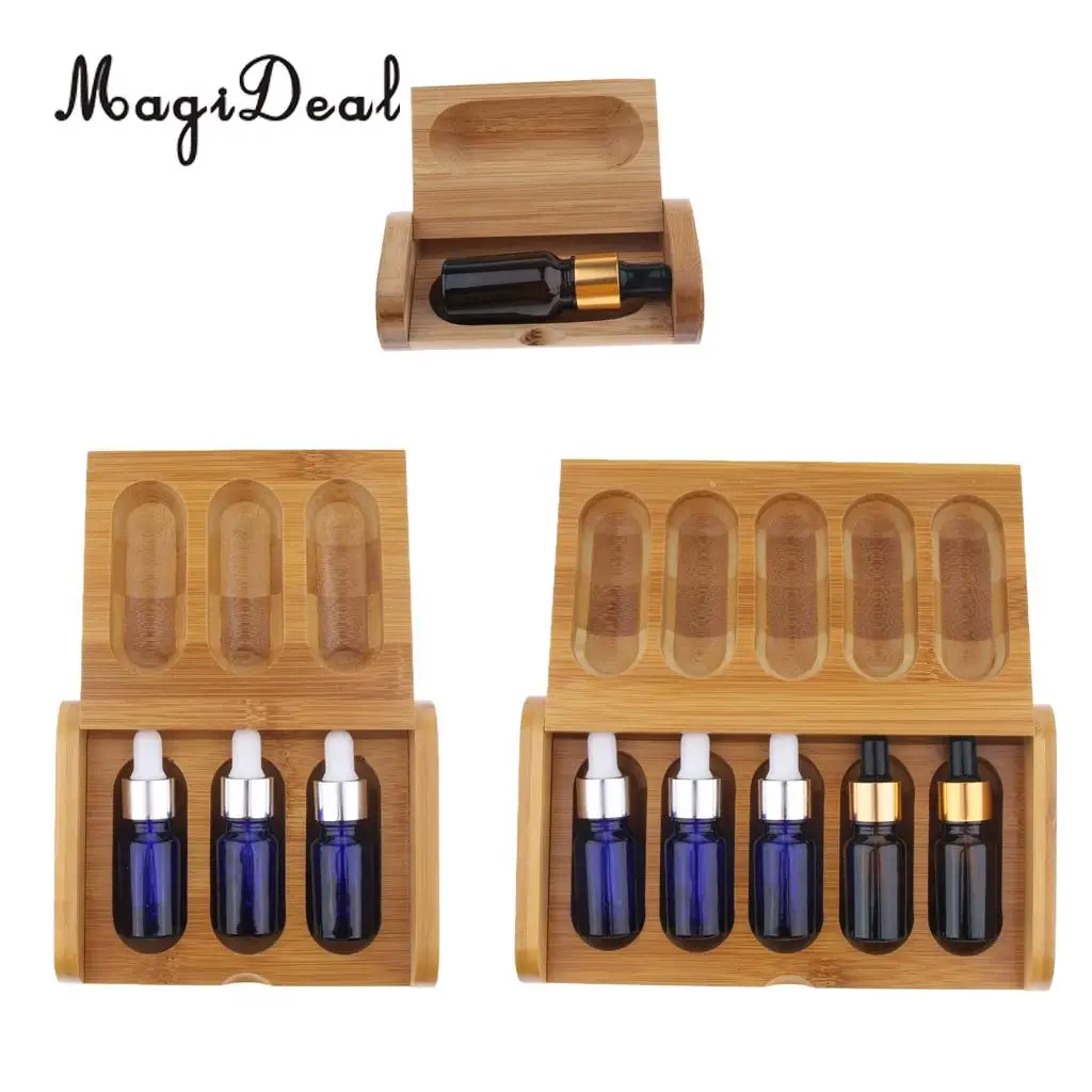 Bamboo Essential Oil Storage Box Display Carry Case Holder Organizer for Home Retail Stores