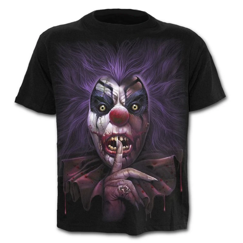 

Male Shirt New Mens Summer purple clown Skull Print Men Short Sleeve T-shirt 3D T Shirt Casual Breathable T-shirt Plus-size tops