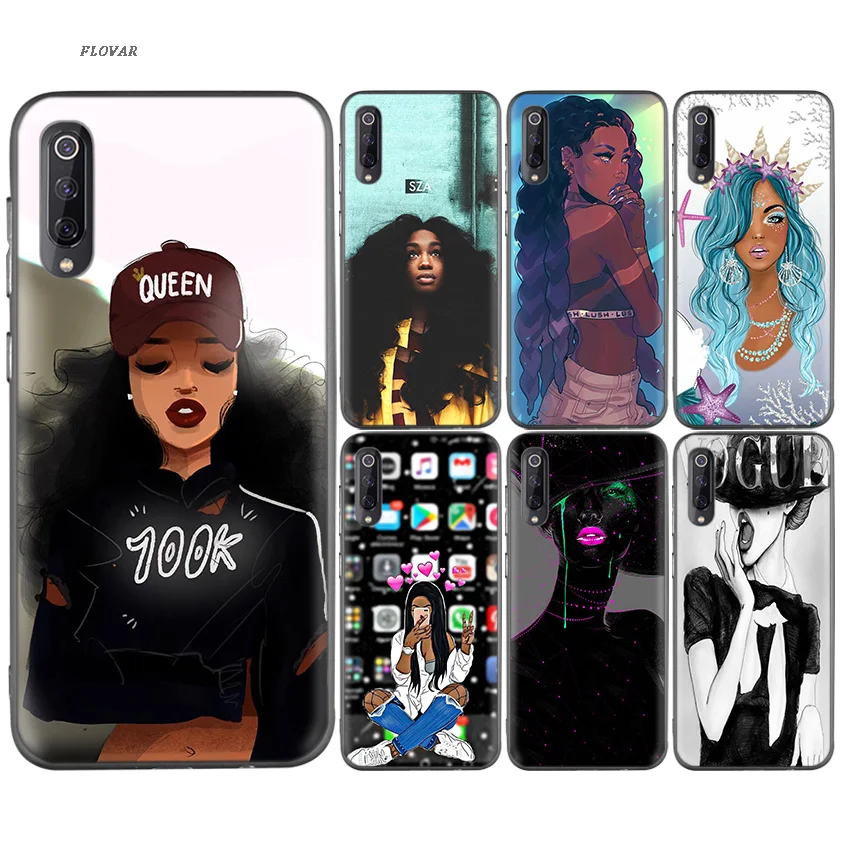 

Afro Girls Black women art Case For Xiaomi 9 8 A2 lite A1 Play Xiomi Redmi Note 7 6 5 Pro 4X 4 5Plus Soft TPU Printing Cover