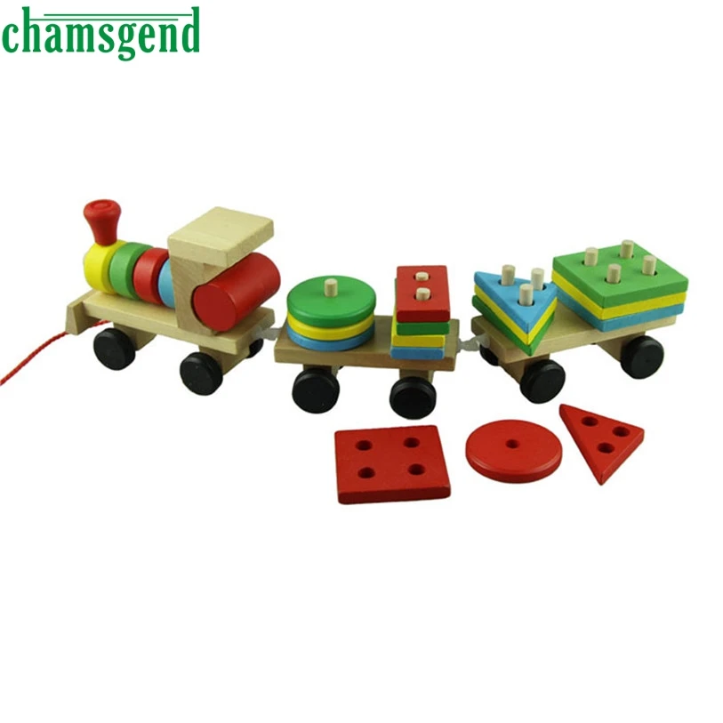 

Wooden Toys Children Wooden Stacking Train Wooden Blocks Baby Early Learning Toy Levert Dropship T523
