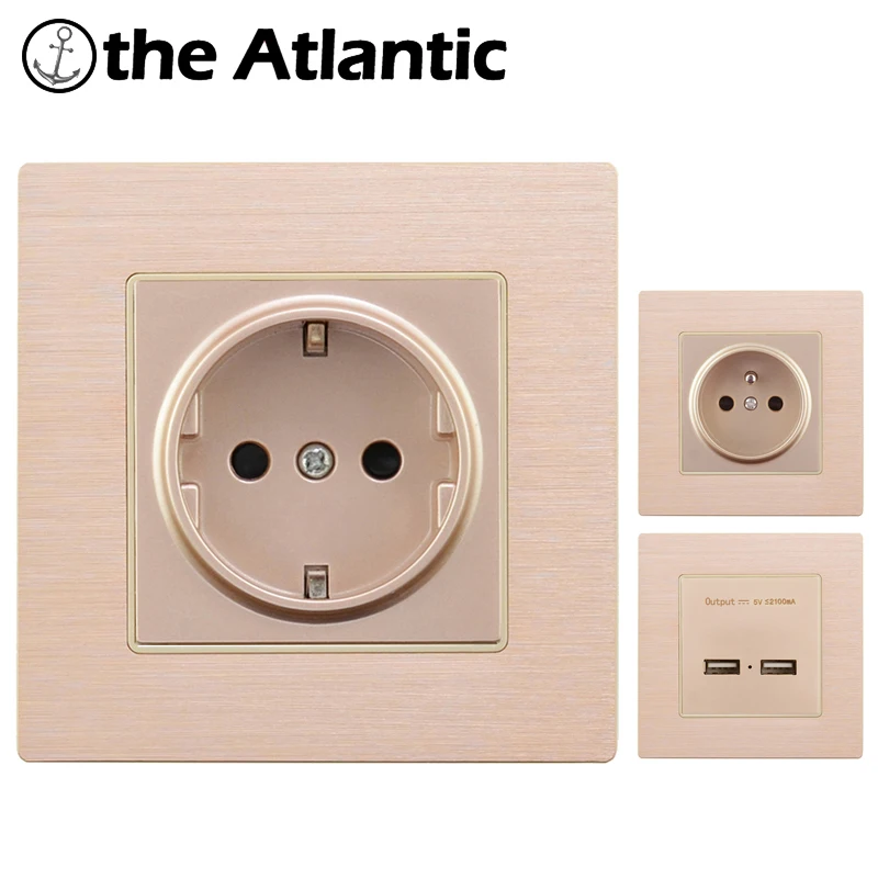 

EU France Standard 16A Wall Socket Power Outlet Enchufe Aluminum Metal Panel Electrical Plug AC 110~250V Plug Electrical Outlet