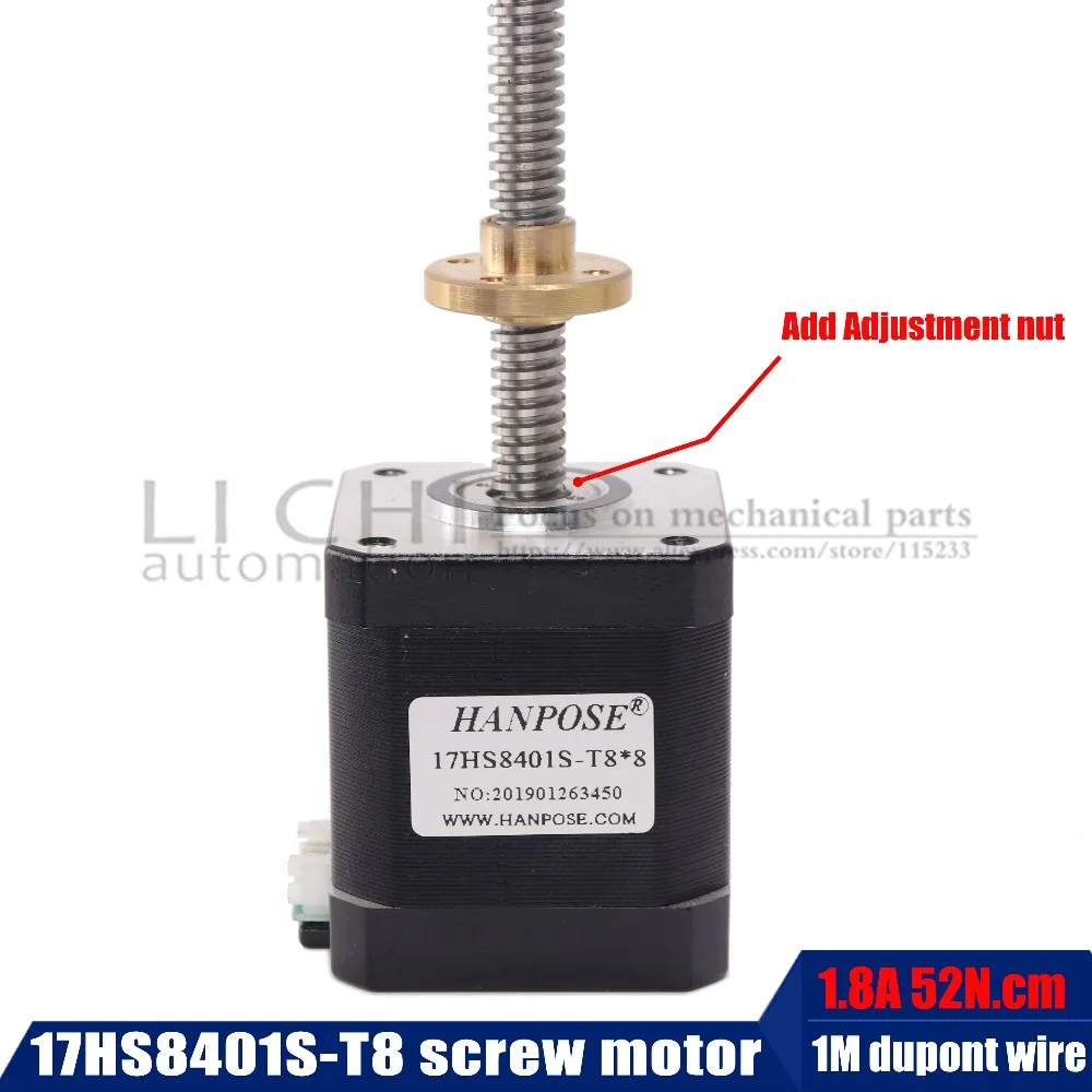 

48mm nema17 stepper motor with T8 screw lead 2/4/8mm 300mm 42 motor 3d print motor 42BYGH mill cut cnc engraving machine