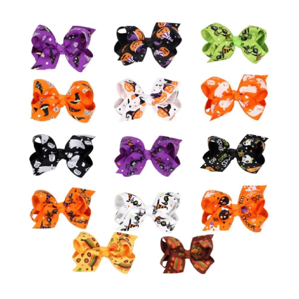 

1pcs Halloween cartoon bowknot hairpin printing Butterfly Hair Jewelry Wholesale festival for children