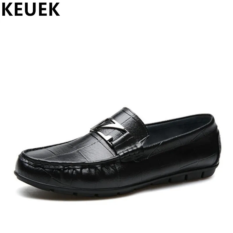 

Men Casual leather shoes Soft outsole Genuine leather Loafers Male Slip-On Flats Fashion Boat shoes Youth Driving shoes 3A