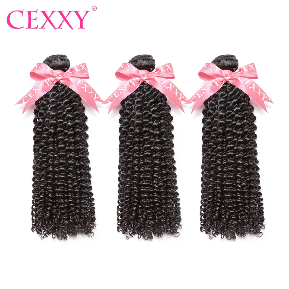 

CEXXY Brazilian Hair Weave Bundles 3PCS Kinky Curly Human Hair Bundles Virgin Hair Natural Color Free Shipping