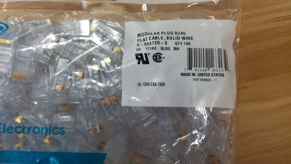 100PCS/LOT AMP High Quality Crystal CAT6 RJ45 Plug Connector Network Connector