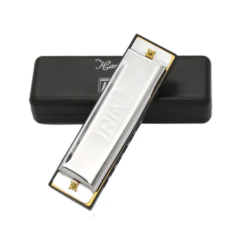 

Silver/Gold 10 Holes IRIN Chromatic Blues W/Pouch 20 Tone Harmonica For Music Lover Learner Portable Drop Shipping
