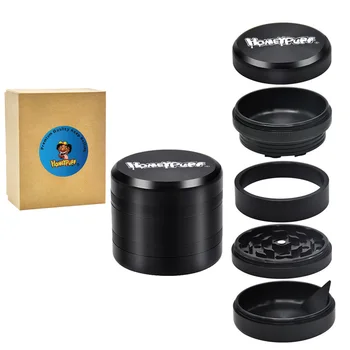 

HONEYPUFF Air Craft Aluminum Metal Tobacco Herb Grinder 63 MM 4Piece Crusher Diamond Teeth Grinder Handle Smoke Miller