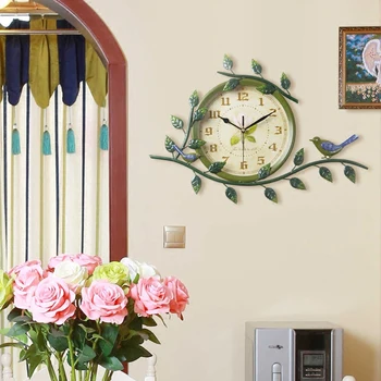 

American Wrought Iron Wall Clocks Wall Mural Ornaments Livingroom Bedroom Wall Chart Quartz Clock Wall Hanging Crafts Decoration