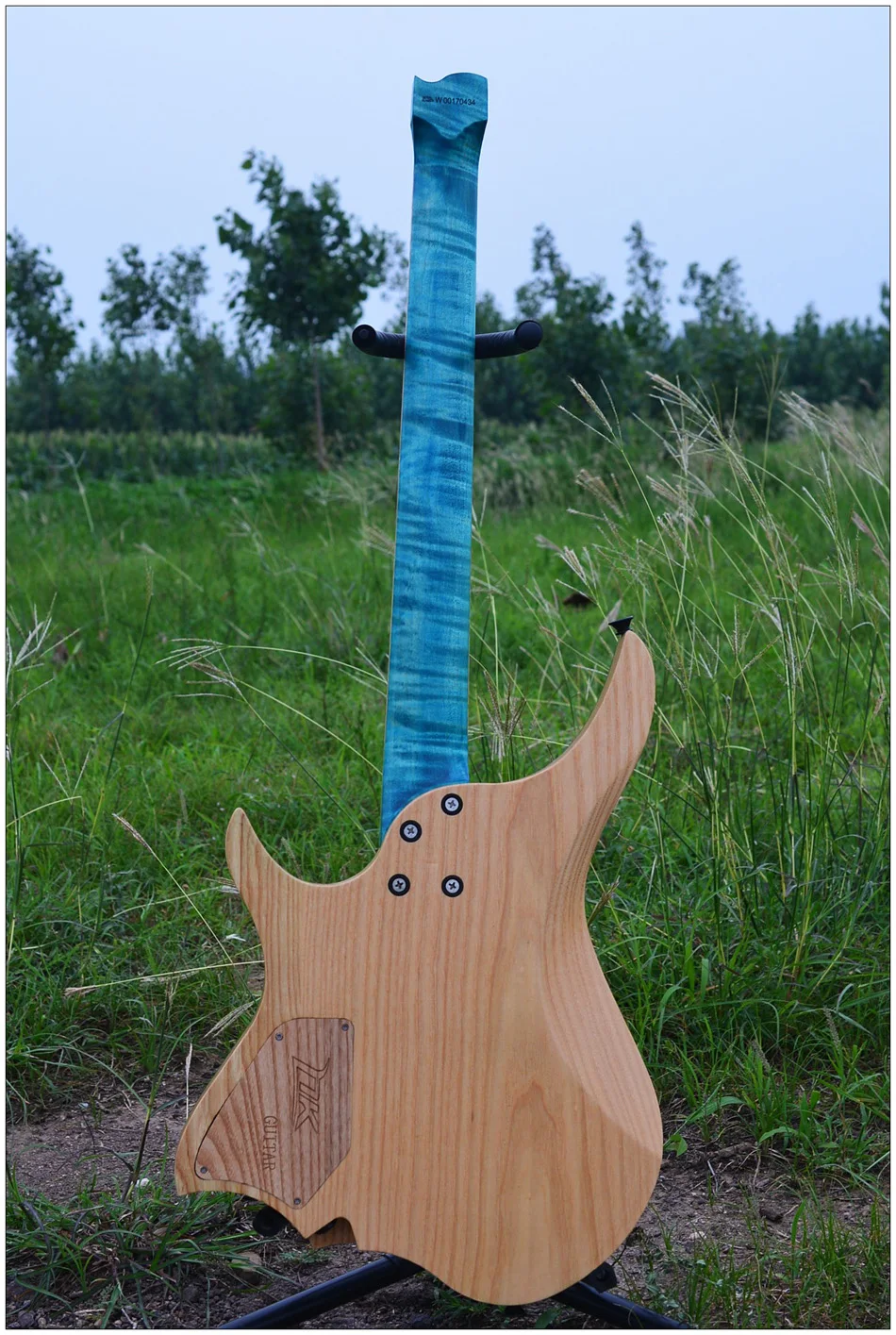 NK безголовая электрогитара стиль модель Синий взрыв цвет пламени клен шеи гитары