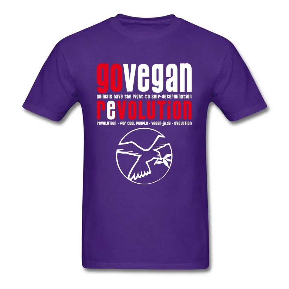 GO VEGAN REVOLUTION Lovers Day Pure Cotton Crew Neck Tops & Tees Short Sleeve Customized Sweatshirts Fitted Casual T Shirts GO VEGAN REVOLUTION purple