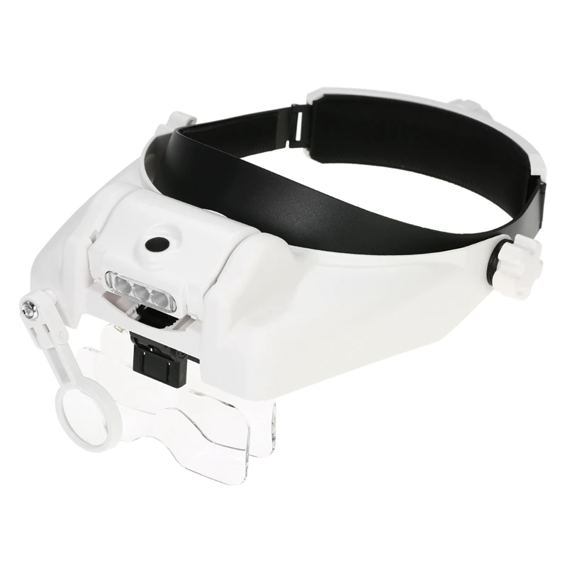 Headband Magnifier Multi-Functional Head Mounted Magnifying Led With 5x Replaceable Lenses 1X To 8X Auxiliary Lens Loupe