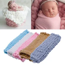 Мягкая вязаная крючком шерстяная корзина теплая обертка для новорожденных реквизит для фотосессии одеяло розовый/хаки/синий/белый/серый