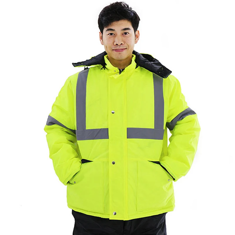 

Winter Reflective Safety Jacket Road Traffic Waterproof Windproof Warm Coat Worker Repairman Outdoor Working Protective Clothing
