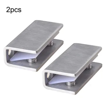 

2PCS Stainless Steel Shelf Brackets Clip Bathroom Cabinet Support Glass Clamp Hinge Door Fixed