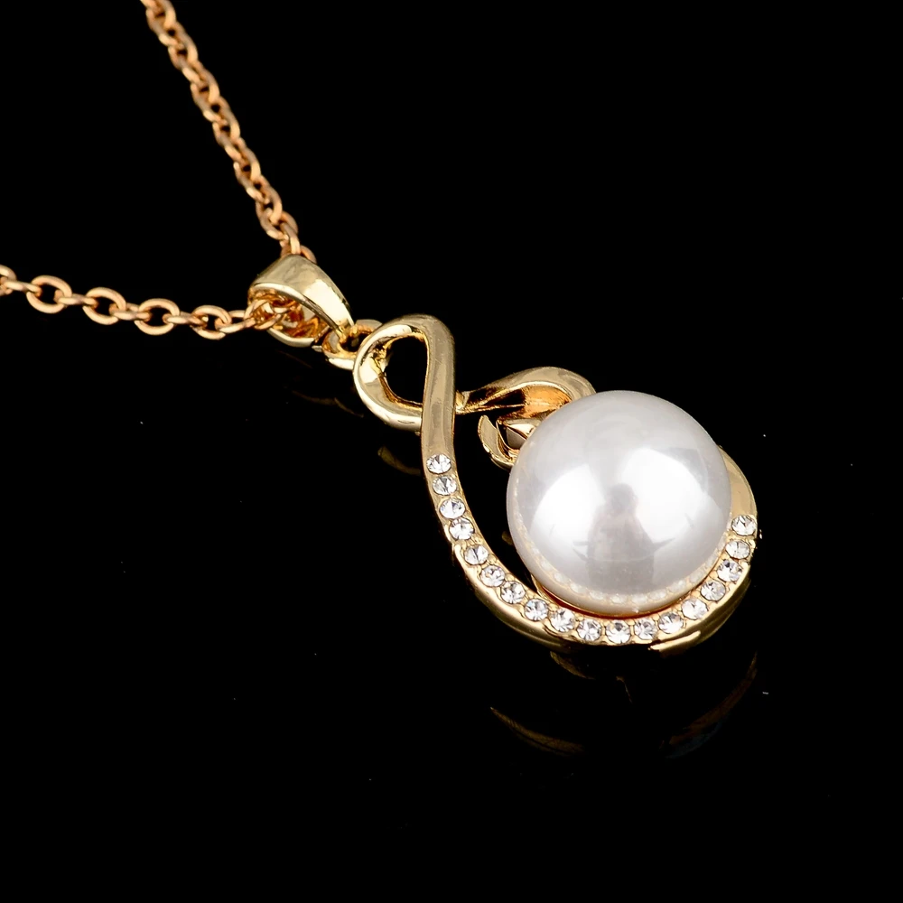 Женское Ожерелье с австрийским кристаллом и искусственным жемчугом|collier fashion|gold