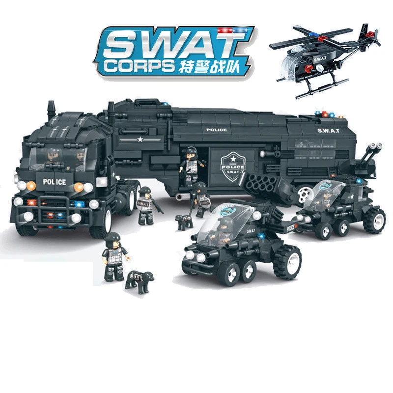

Dropshipping Children's educational toys Compatible Legoings city SWAT series defender combat command vehicle DIY figures Bricks
