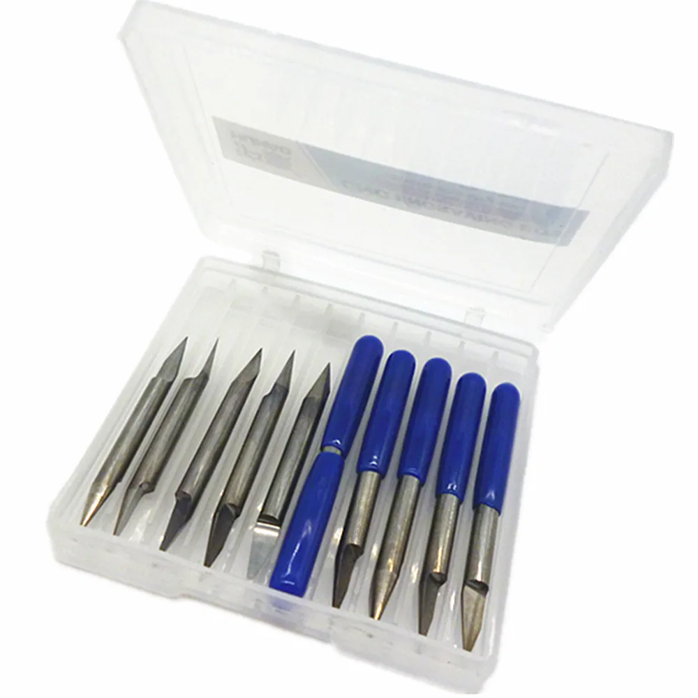 10pc 3.175mm shank 10 Degree 0.1mm Carbide PCB Engraving Bits CNC Router Tool