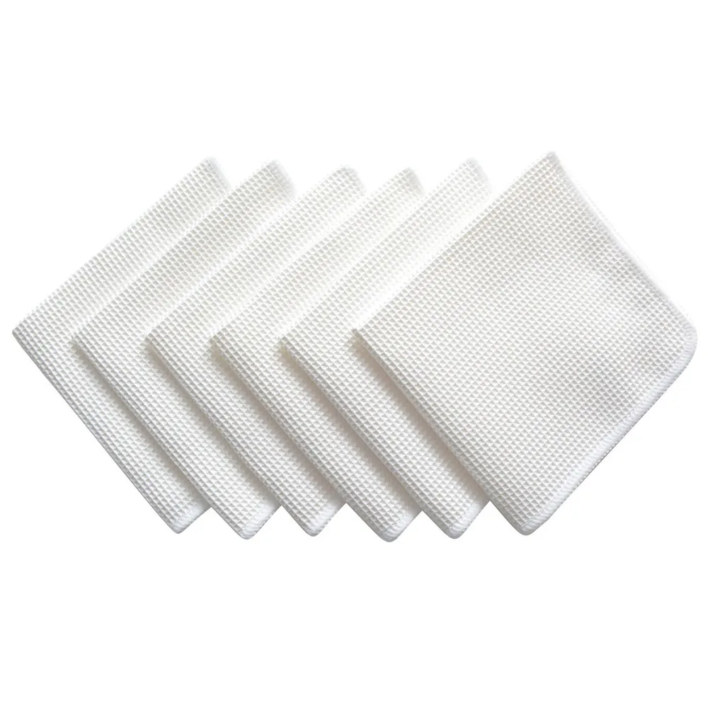 Microfiber Deep Waffle Weave Washcloths Facial Cloth Dish Cloths Dishcloths Household Cleaning Rags White 6 pack 12\