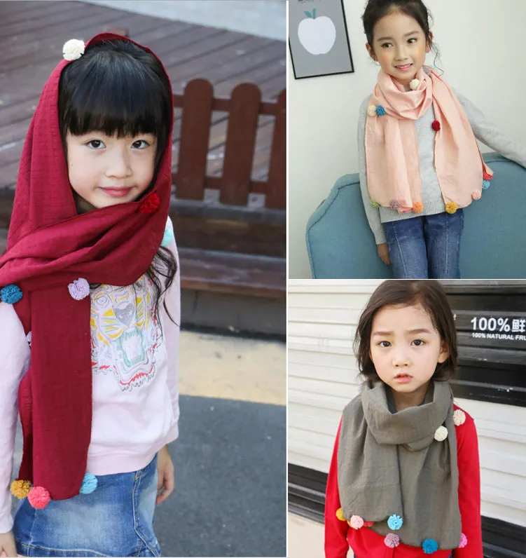 Children Winter Scarf Baby Scarves Cotton Blends Boys Girls Neckerchief