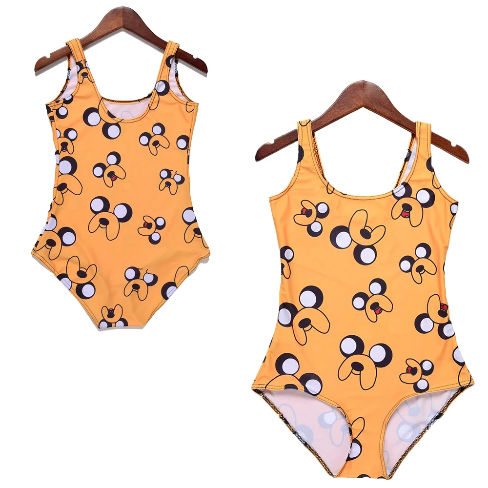 Cute Jake Dog Print Female One Piece Swimwear Bodysuit Summer Sexy