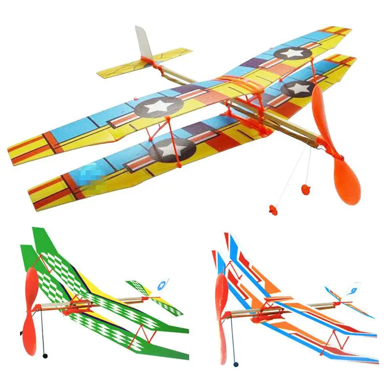 

DIY Hand Throw Flying Glider Planes Elastic Rubber Band Powered Flying Airplane Plane Glider Assembly Model Toys For Children