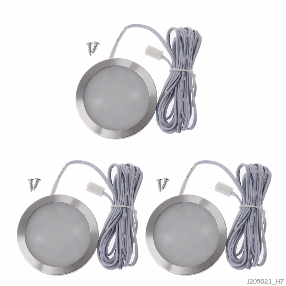 Round 12V Display Cabinet LED Light Furniture Wardrobe Counter Shelf Lamp