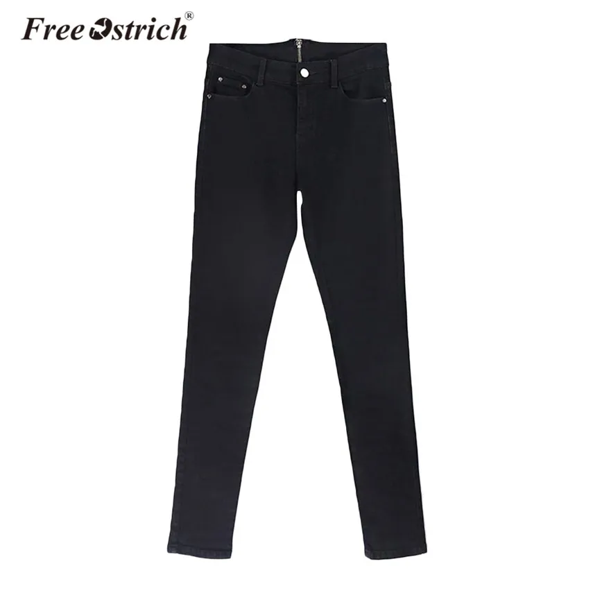 Бесплатная страуса джинсы Для женщин однотонные джинсовые штаны Высокая Талия Молния сзади пикантные зауженные джинсы брюки Для женщин