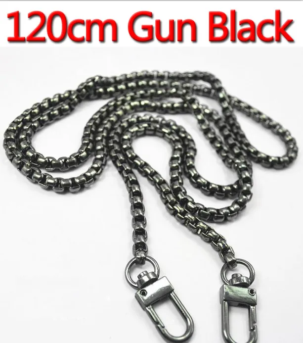 DIY 40-140 см золото, серебро, пистолет черный 5,5 мм металлическая сменная цепь лямки для сумки через плечо для маленьких сумочек, ручки кошелька - Цвет: 120cm Gun Black
