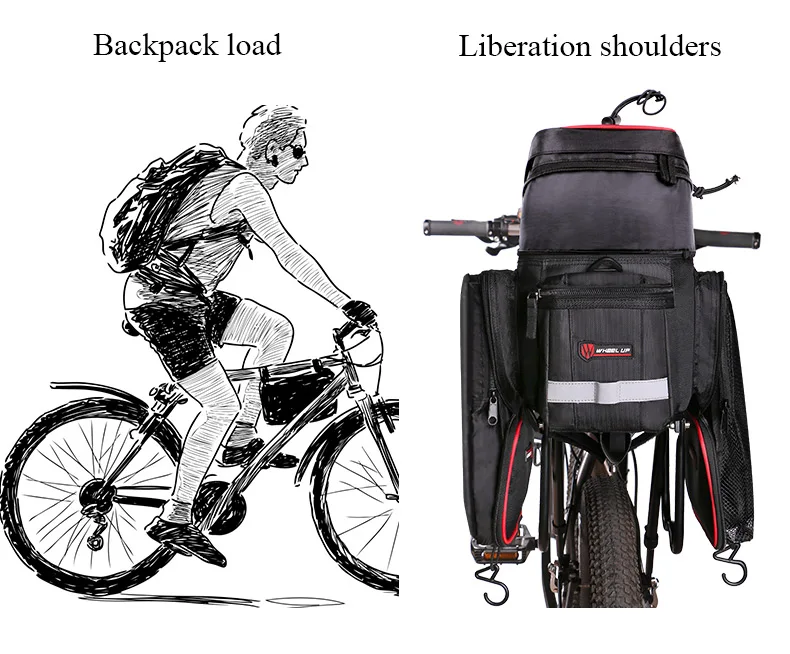 Perfect 2017 New Cycling MTB Mountain Bicycle Bag Large Capacity Foldable Rainproof Bike Saddle Bag Reflective Trunk Pannier Backpack 9