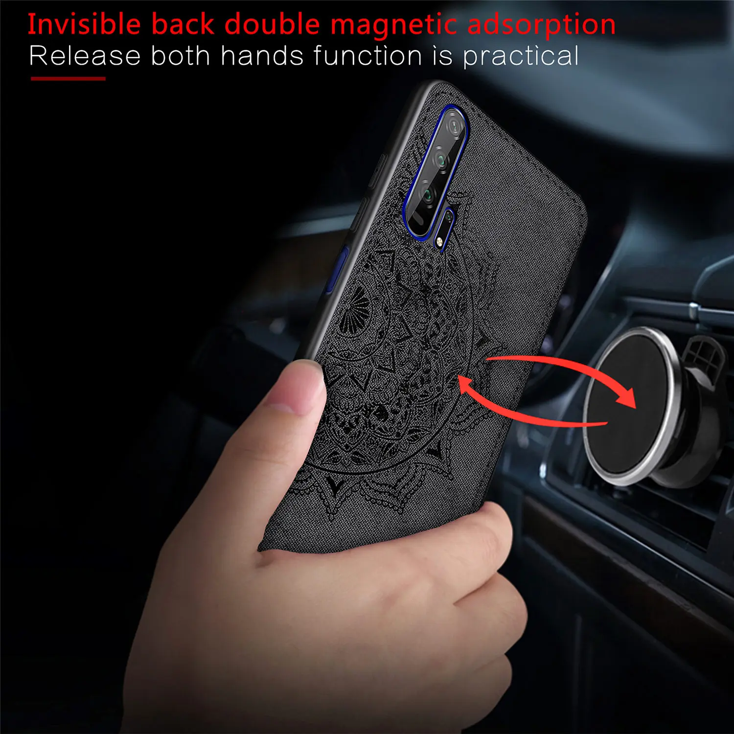 

Phone Case For Huawei honor 20 pro Case Classic Fabric Bumper Soft Silicone Frame Back Cover For Huawei honor 20pro car Magnet