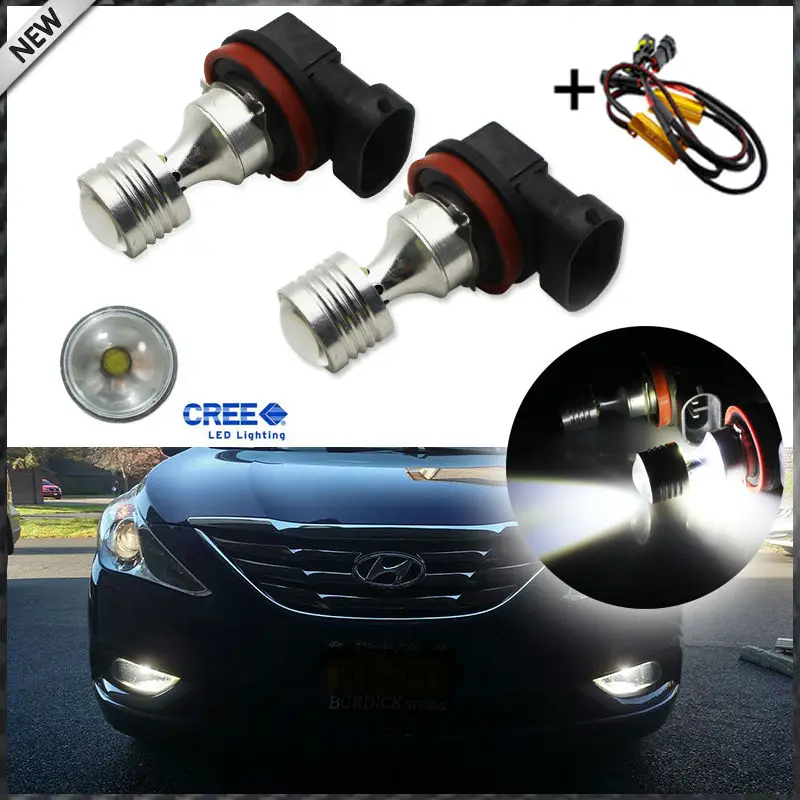

6000K Xenon White 20W High Power CRE'E H11 H8 H9 LED Replacement Bulbs For Fog Lights Driving Lamps+ Error Free Canbus Decoders