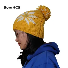 BomHCS зимняя женская вязаная шапка ручной работы жаккардовая плетеная мозаичная шляпа шапка