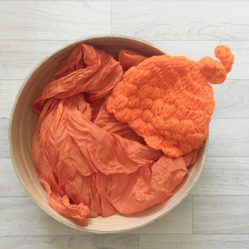 orange-set-wrap-coton-bonnet-seance-photo-nouveaux-nes-ref23