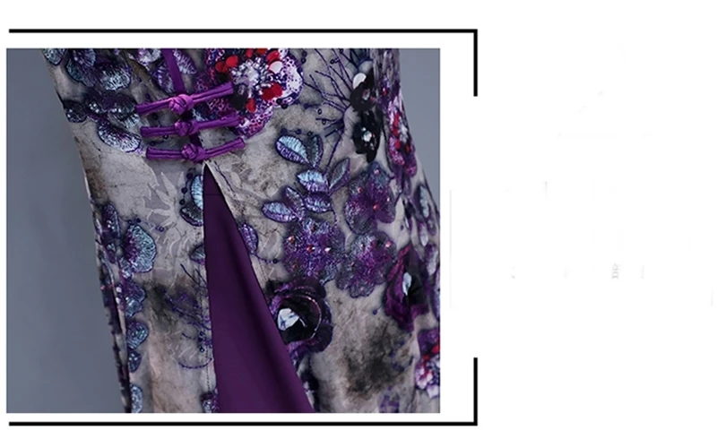 Фиолетовые женские платья Чонсам Китайские Восточные платья шифоновые с разрезом Qipao Ao Dai вьетнамское традиционное китайское платье TA1321