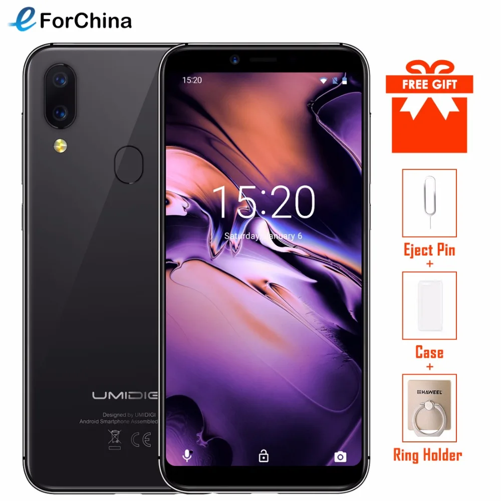 

UMIDIGI A3 Global Band 5.5"incell HD+display 2GB+16GB smartphone Quad core Android 8.1 12MP+5MP Face Unlock Dual 4G Mobile phone