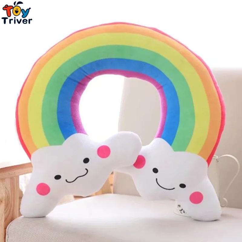 

Rainbow Cloud Plush Toy U Shaped Pillow Cushion Stuffed Dolls Car Pillows Kids Girls children Birthday Gift Home Shop Decor